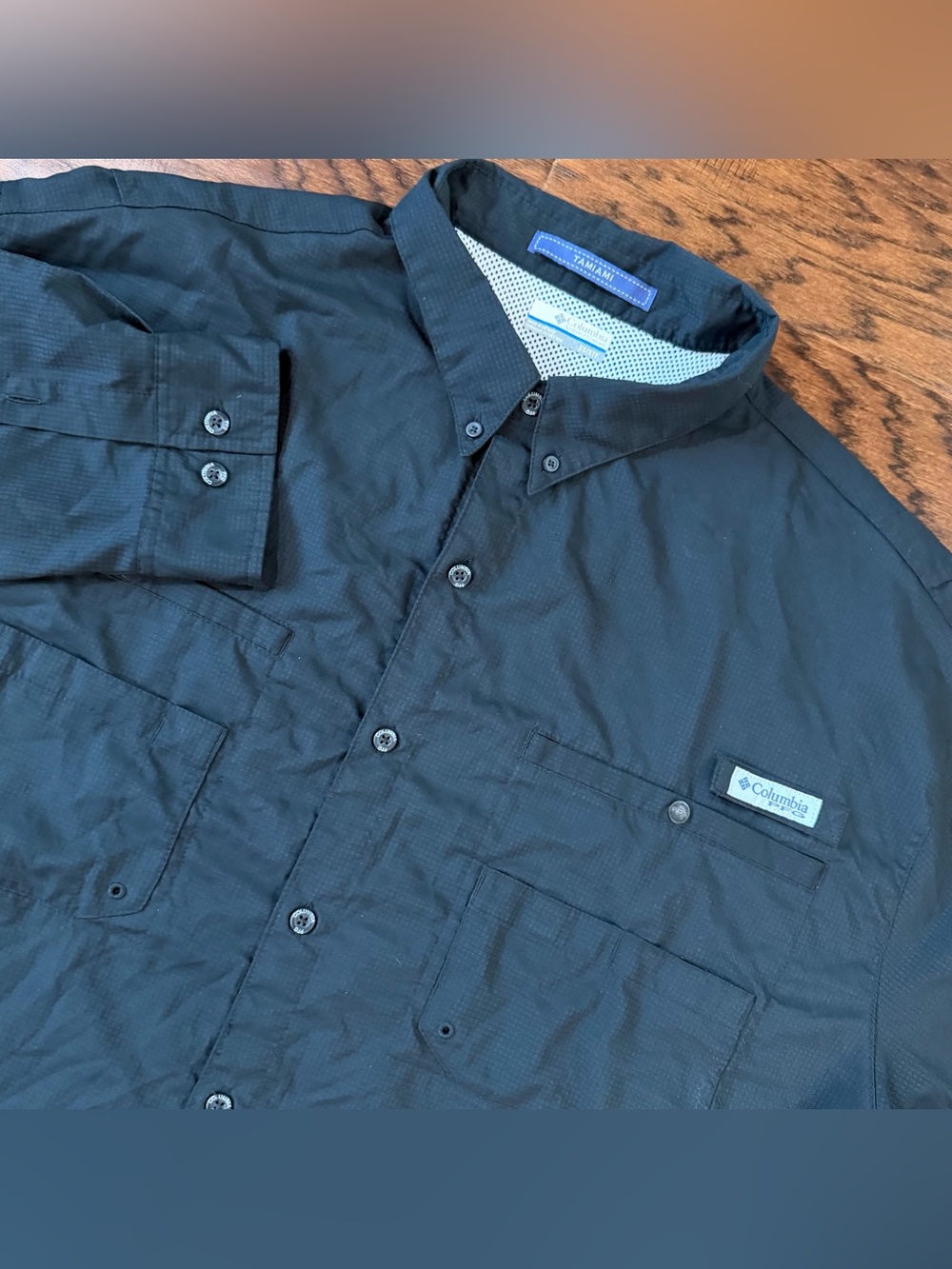 Columbia PFG Shirt Mens 3X Black Long Sleeve Button Up Tamiami Vented Fishing